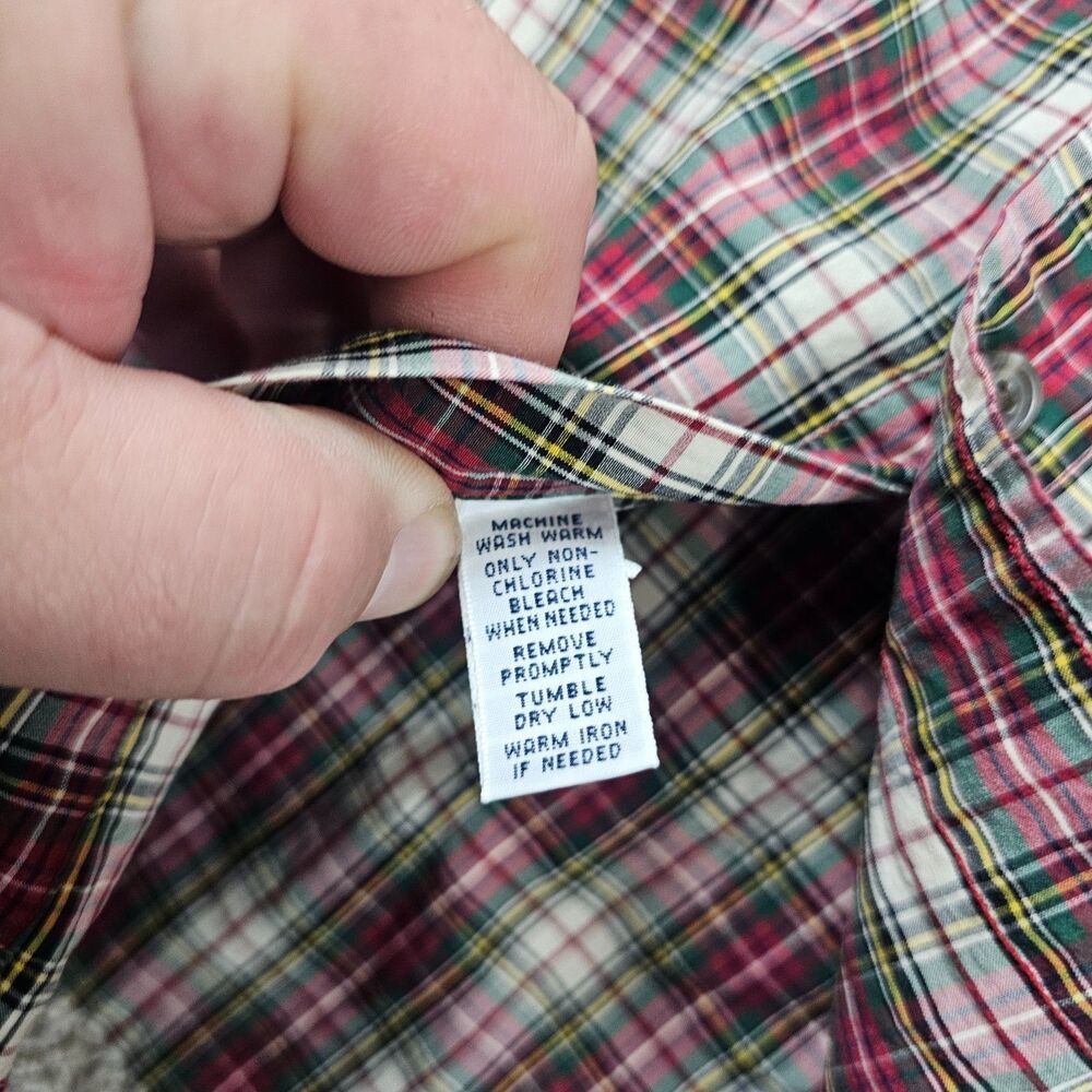 Ralph Lauren Shirt Mens Medium White Tartan Custom Fit Long Sleeve Vintage 90s - Picture 6 of 11